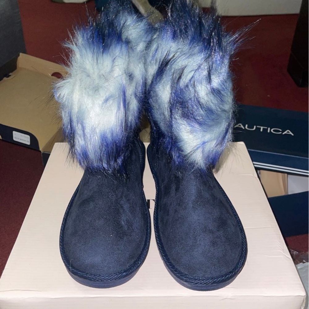 Fuzzy blue boots